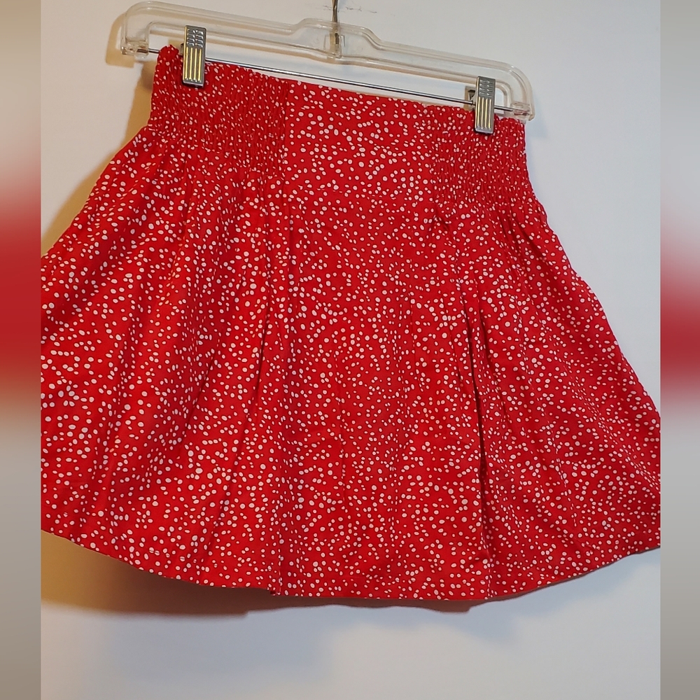 Small Red & White Polka-dot Stretch Waist Gap Flowy Pleated A-line